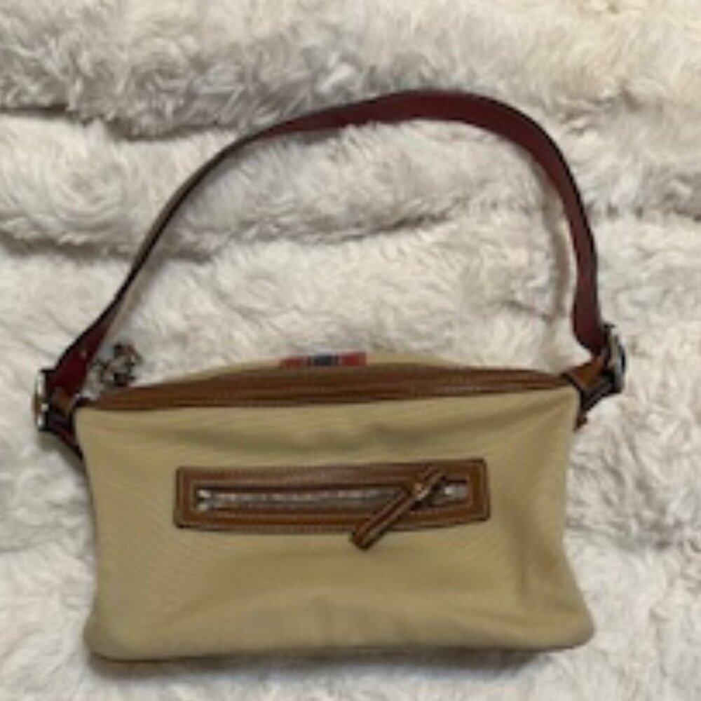 Vintage Coach Bag- Canvas with Leather Stripes - Picture 4 of 10